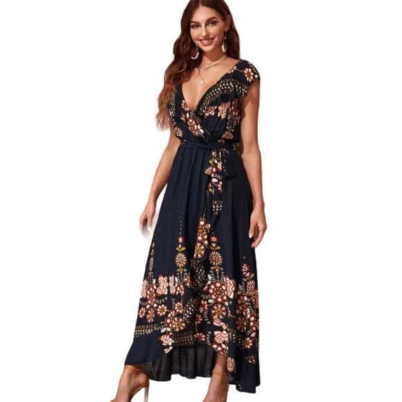 M LEFT!! [NEW] Ruffle Wrap Boho Dress - Picture 4 of 16